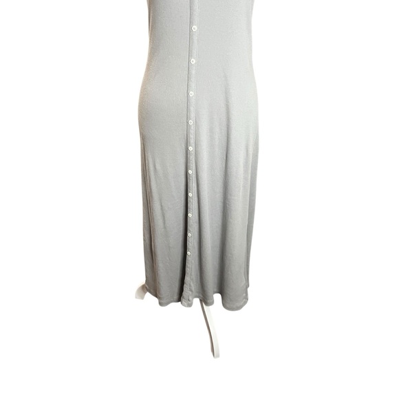 James Perse Ribbed Midi A-Line Dress Gray Cotton Button Front NWT Size 3 (L) - Picture 4 of 9